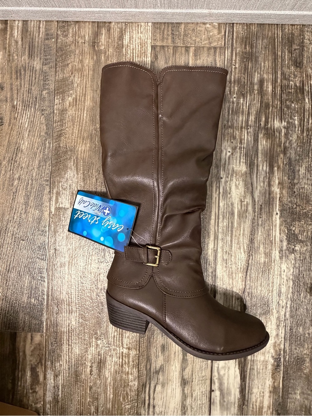 easy street Brown Tall Buckle Riding Boots Size 7 Wide Calf - Picture 5 of 16